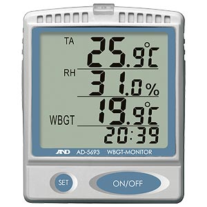 電子計測機器　熱中症指数モニター 壁掛・卓上型　熱中症指数モニター　AD-5693